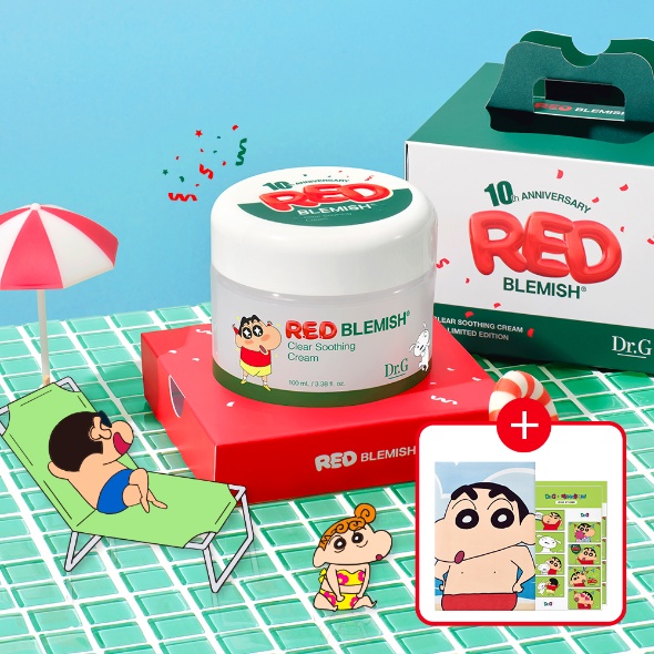 [선착순 비치타올 증정]짱구X레드 블레미쉬 클리어 수딩 크림 100mL 1+1